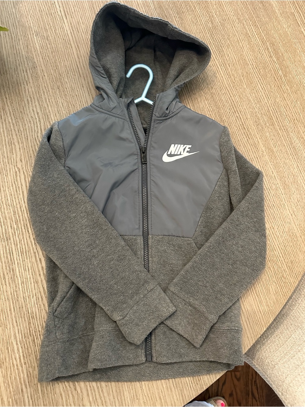 Nike Kids Gray Hooded Full-Zip Sweatshirt with Logo